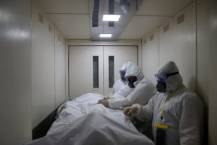 Medical workers take care of the coronavirus disease (COVID-19) patients at a hospital in Moscow